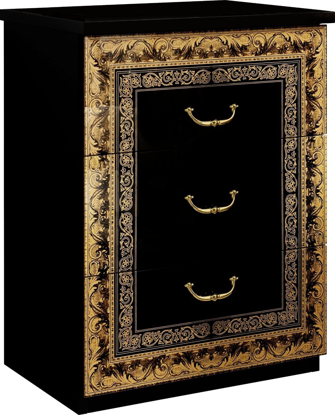 Nachttisch »Eliza« 2èr Set Barock-Stil Lack / Abs. goldfarben