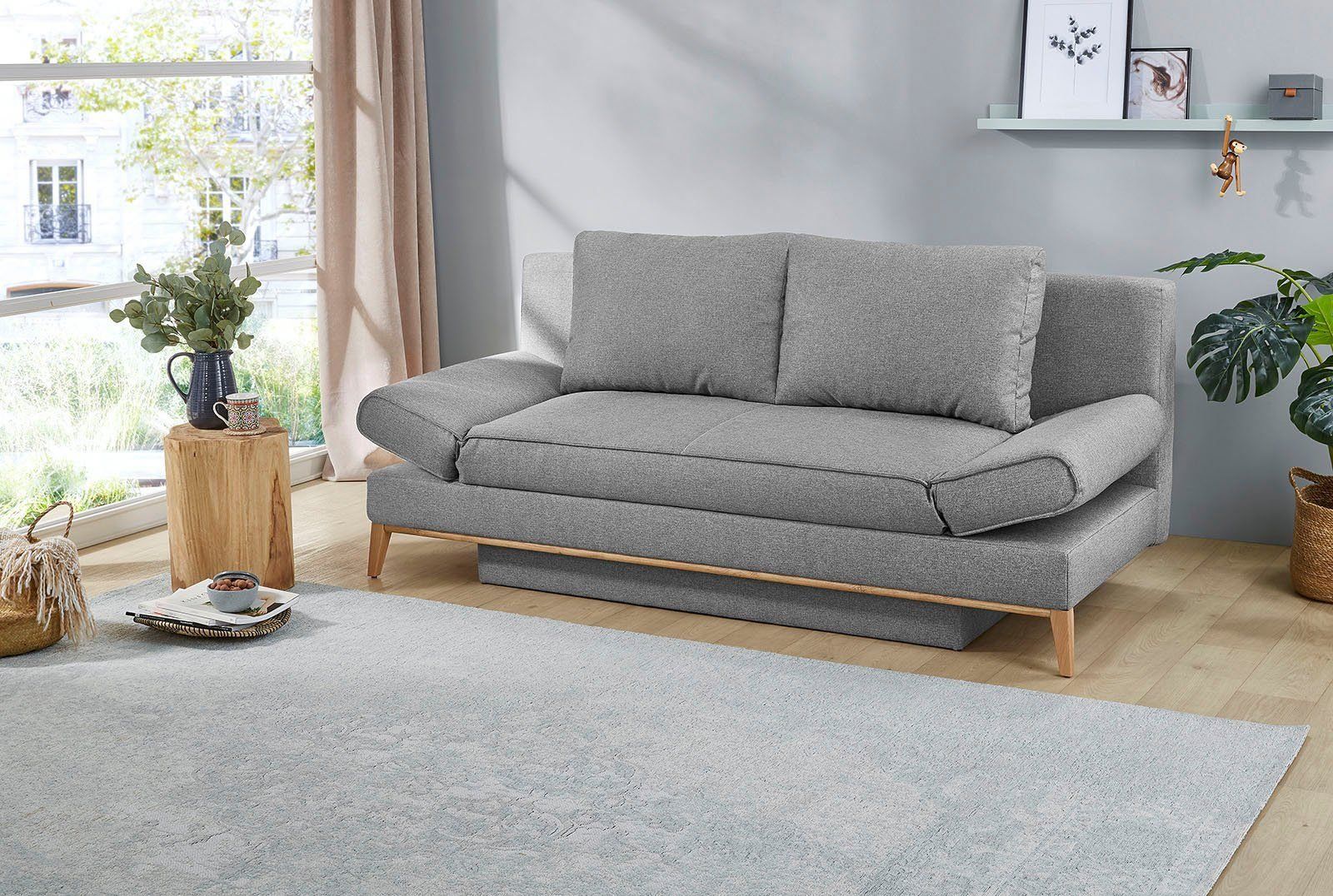 Schlafsofa Yann inklusive Bettfunktion und Bettkasten in grau