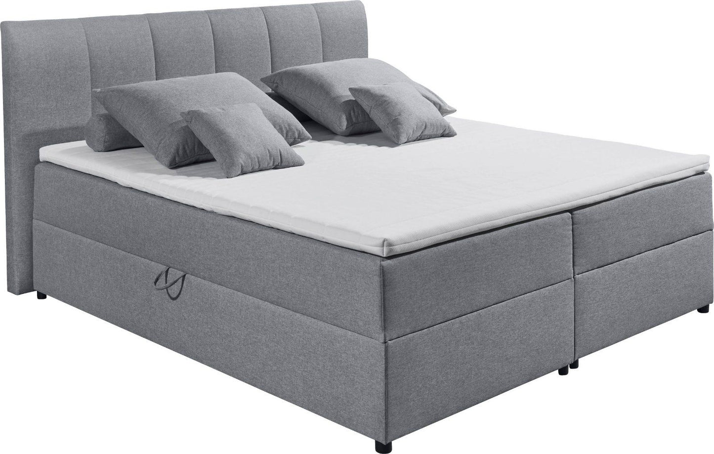 Boxbett Granada, 180cm, inkl. Bettkasten und Topper in grau