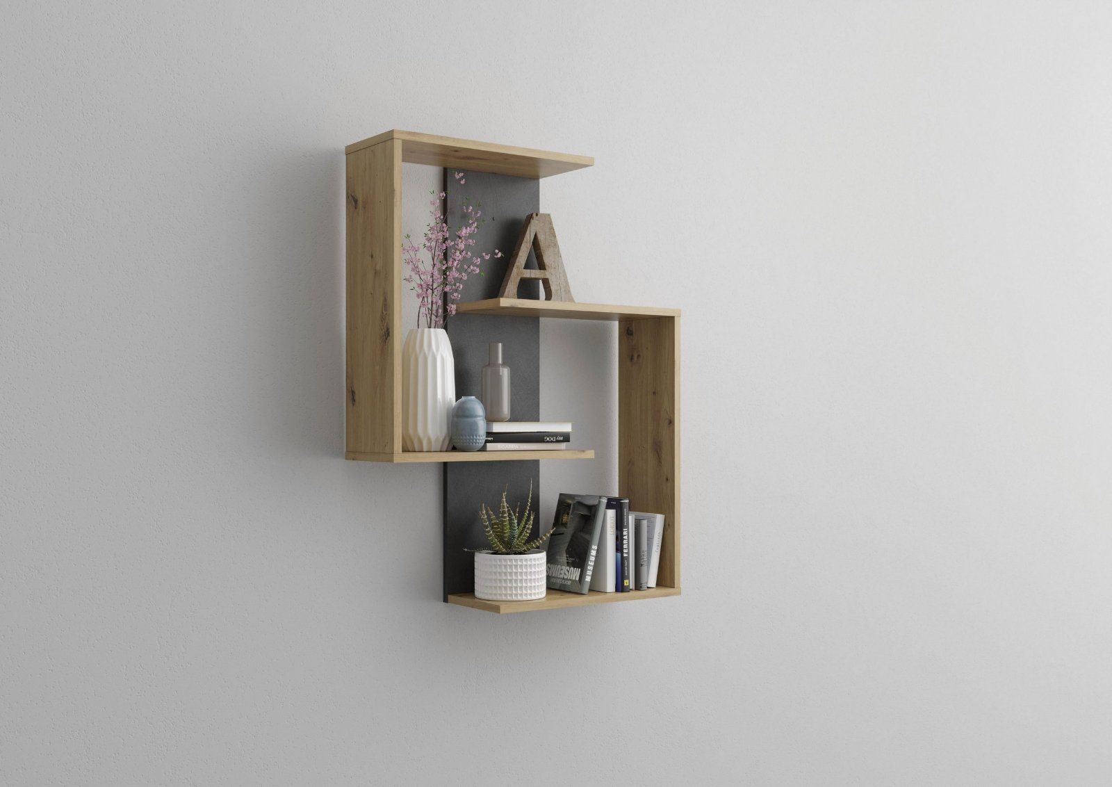 Wandregal Kreta, in artisan eichefarben/matera