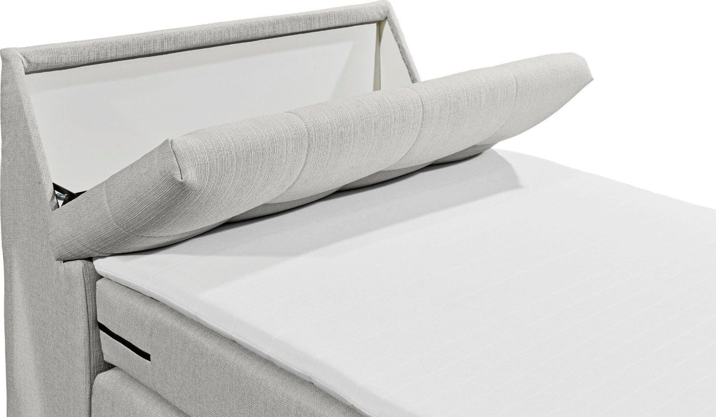 Boxspringbett »Concord« inkl. Motor, 120x200cm, Stauraum im Kopfteil und Topper in hellgrau