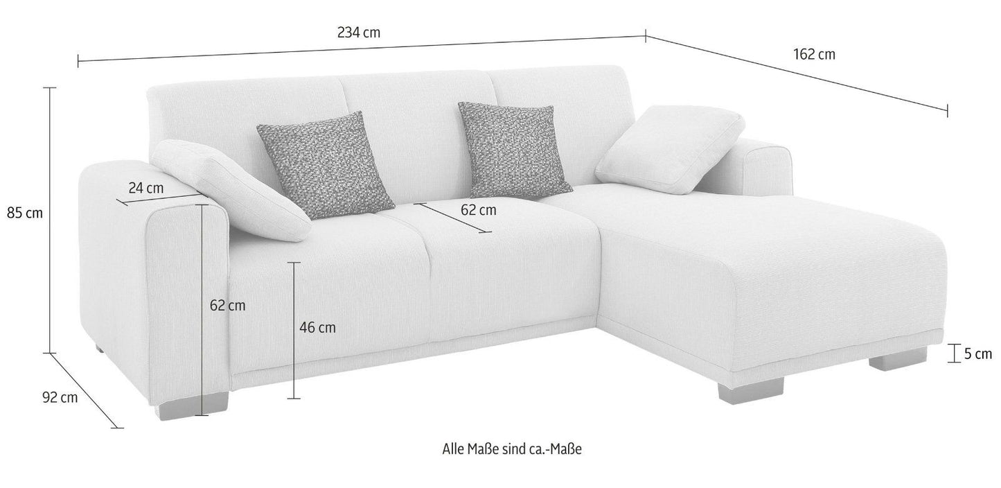 Home affaire Ecksofa Bornholm, Recamiere rechts Struktur natur