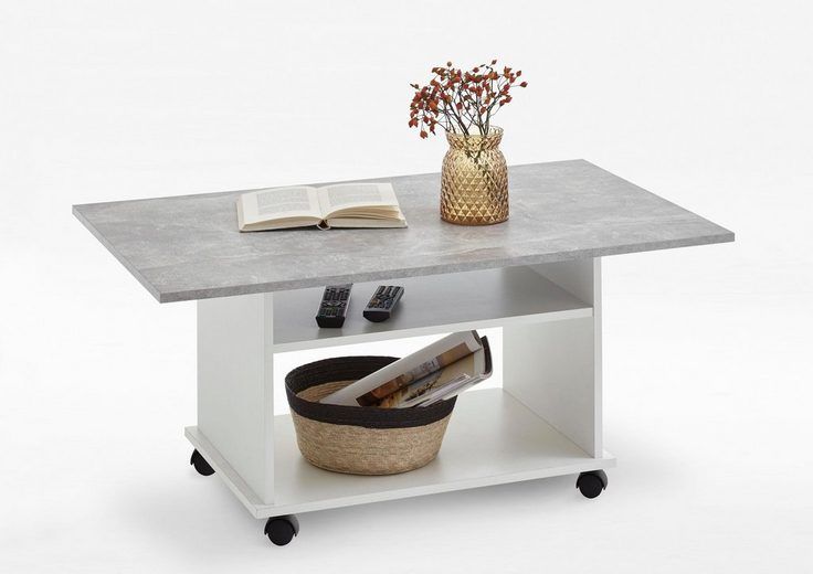 Couchtisch »Azur« mit Rollen Betongrau und Weiß