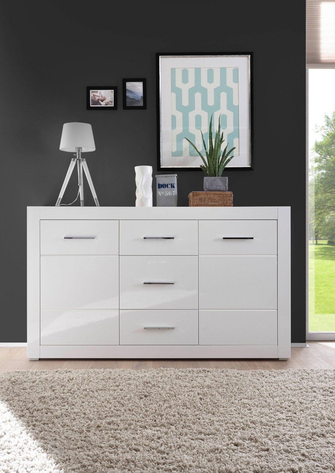 Sideboard »BIANCO« weiß mit Hochglanz-Fronten Breite 164 cm