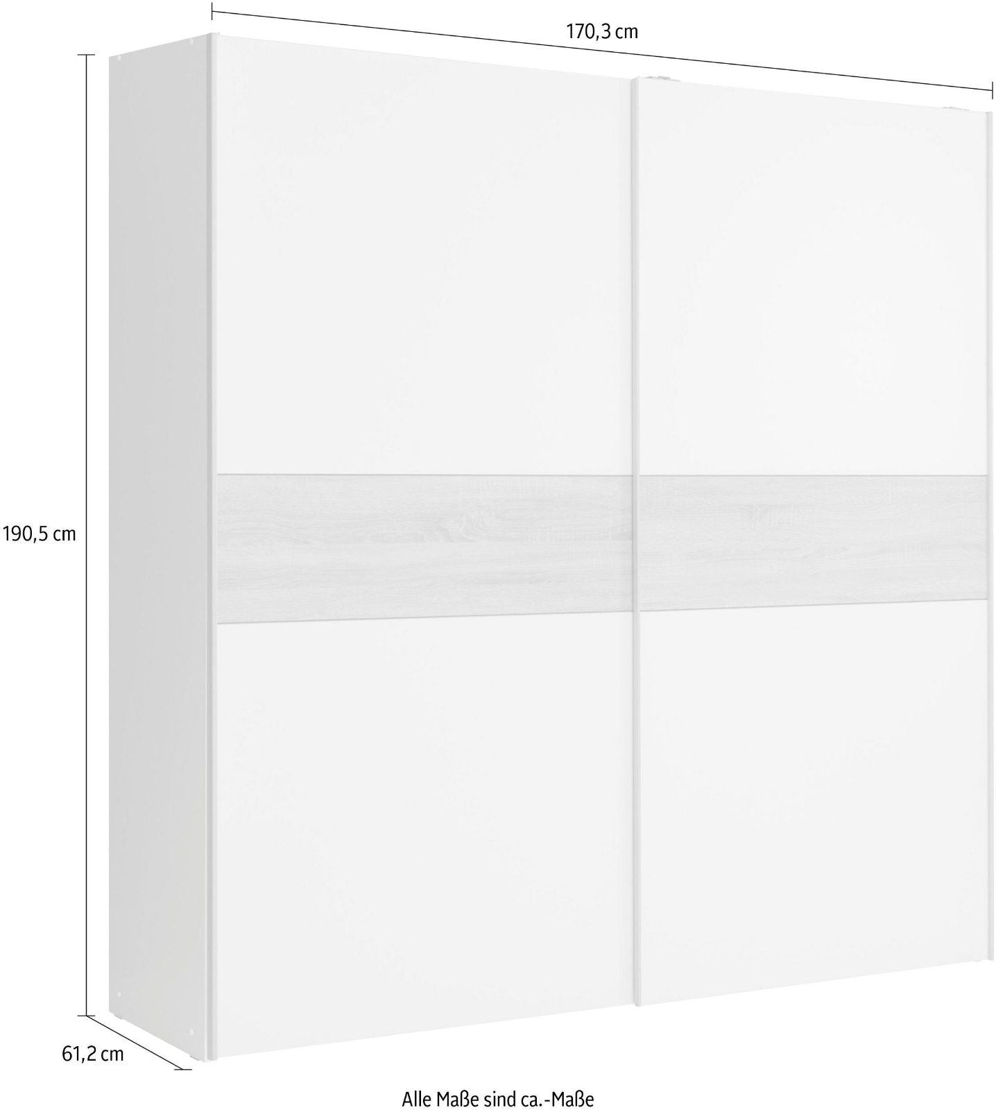 Schwebetürenschrank Longline in weiß/sonoma eiche