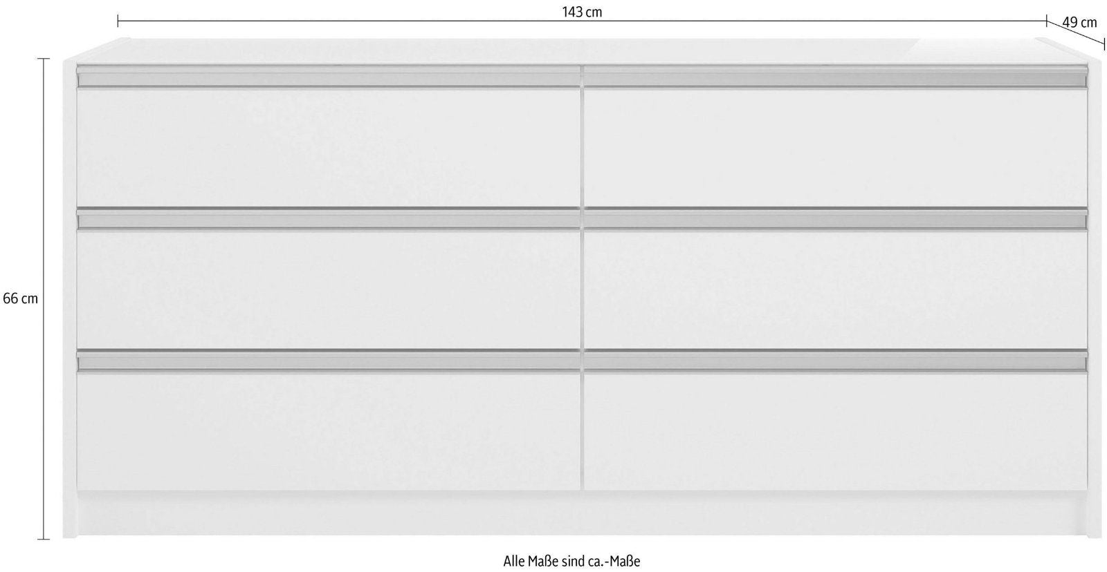 INOSIGN Kommode »Skyline«, Breite 143 cm Farbe: weiß