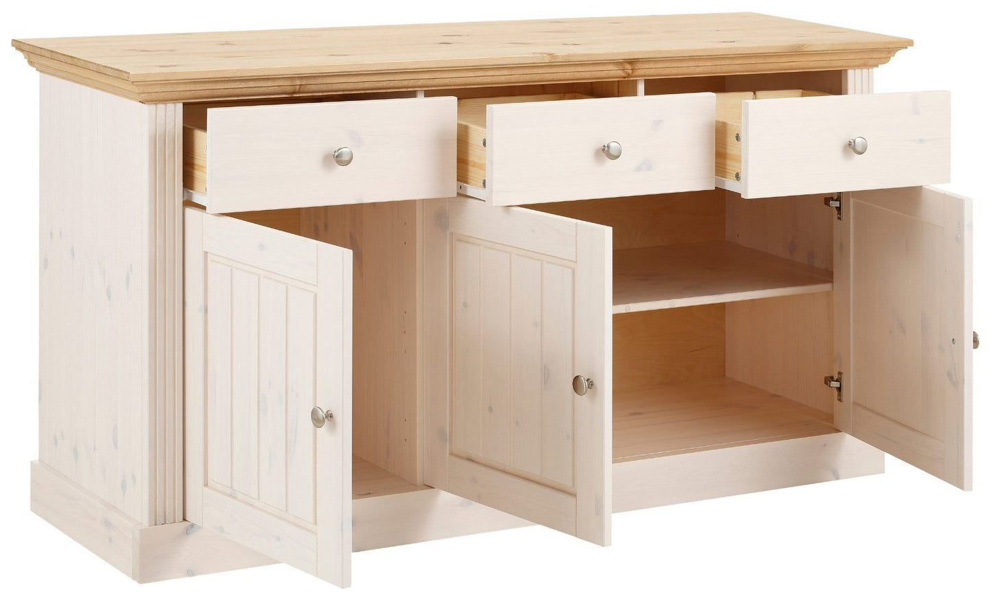 Home affaire Sideboard Skanderborg, Breite 145 cm weiß/gelaugt