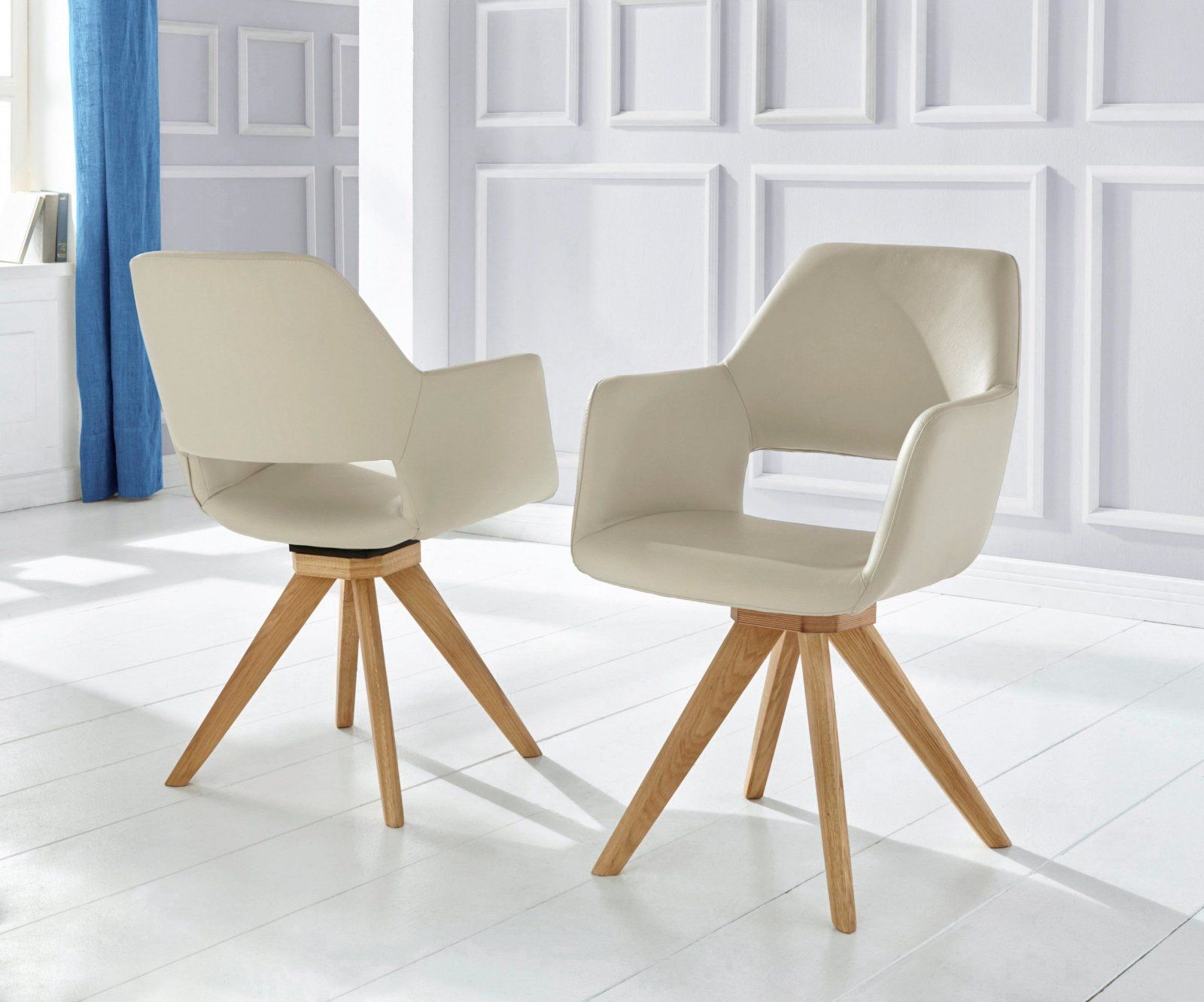 Home affaire Drehstuhl »Berlin« 6 Stück Leder hellgrau