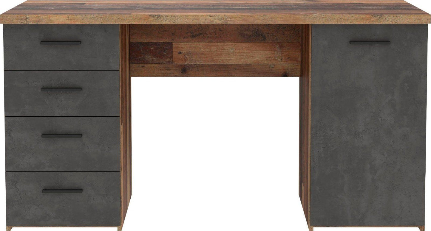 Schreibtisch »Netta« in Old Wood Vintage / Betonoptik Dunkelgrau