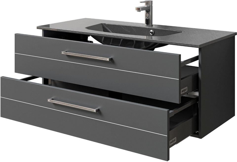 Waschtisch 6025 Mineralmarmor-Waschtisch Quarzgrau Hochglanz