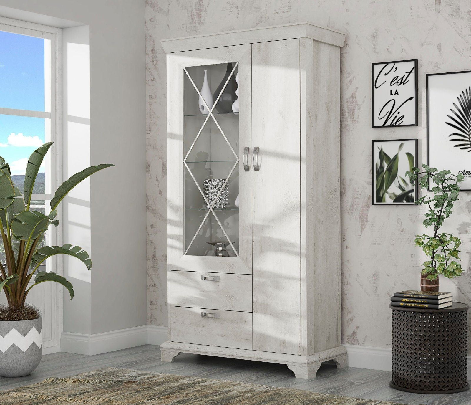 Vitrine »Kashmir« Breite 113 cm in Pinia Weiss