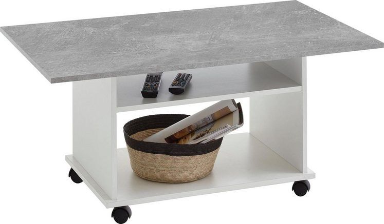Couchtisch »Azur« mit Rollen Betongrau und Weiß