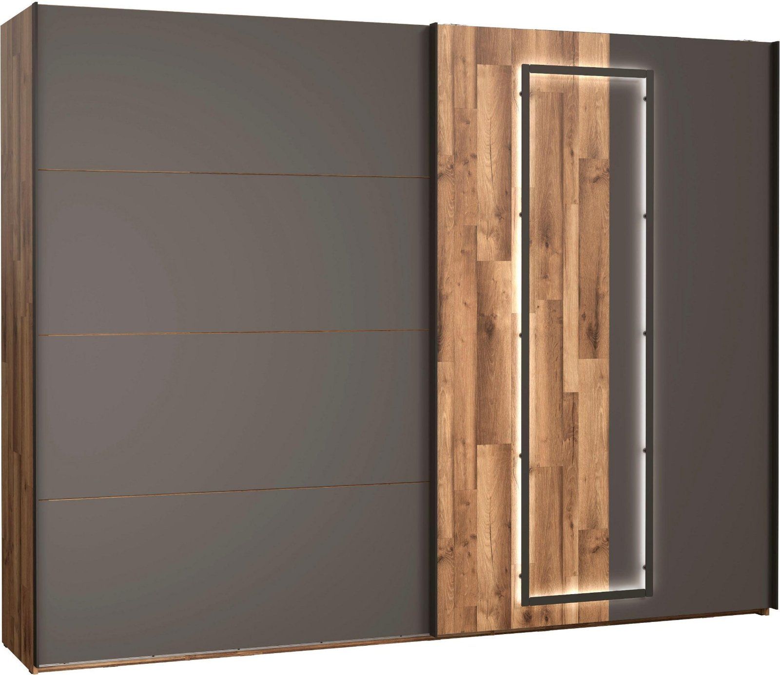 Schwebetürenschrank Sirius Black mit LED-Beleuchtung