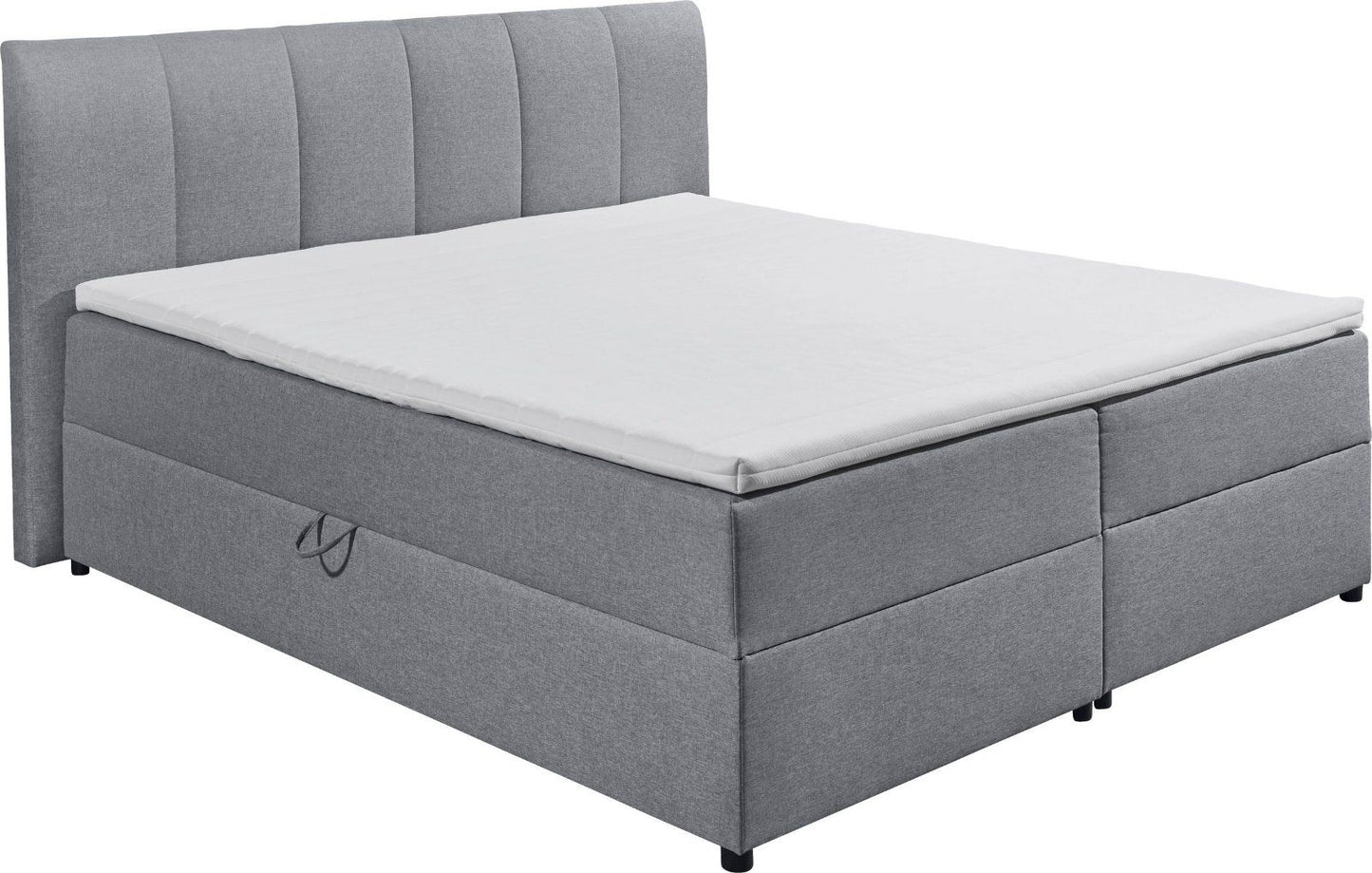 Boxbett Granada, 180cm, inkl. Bettkasten und Topper in grau