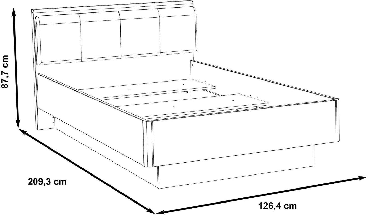 Bett Jacky 120 cm x 200 cm Schlammeichefarben-Schwarzeichefarben