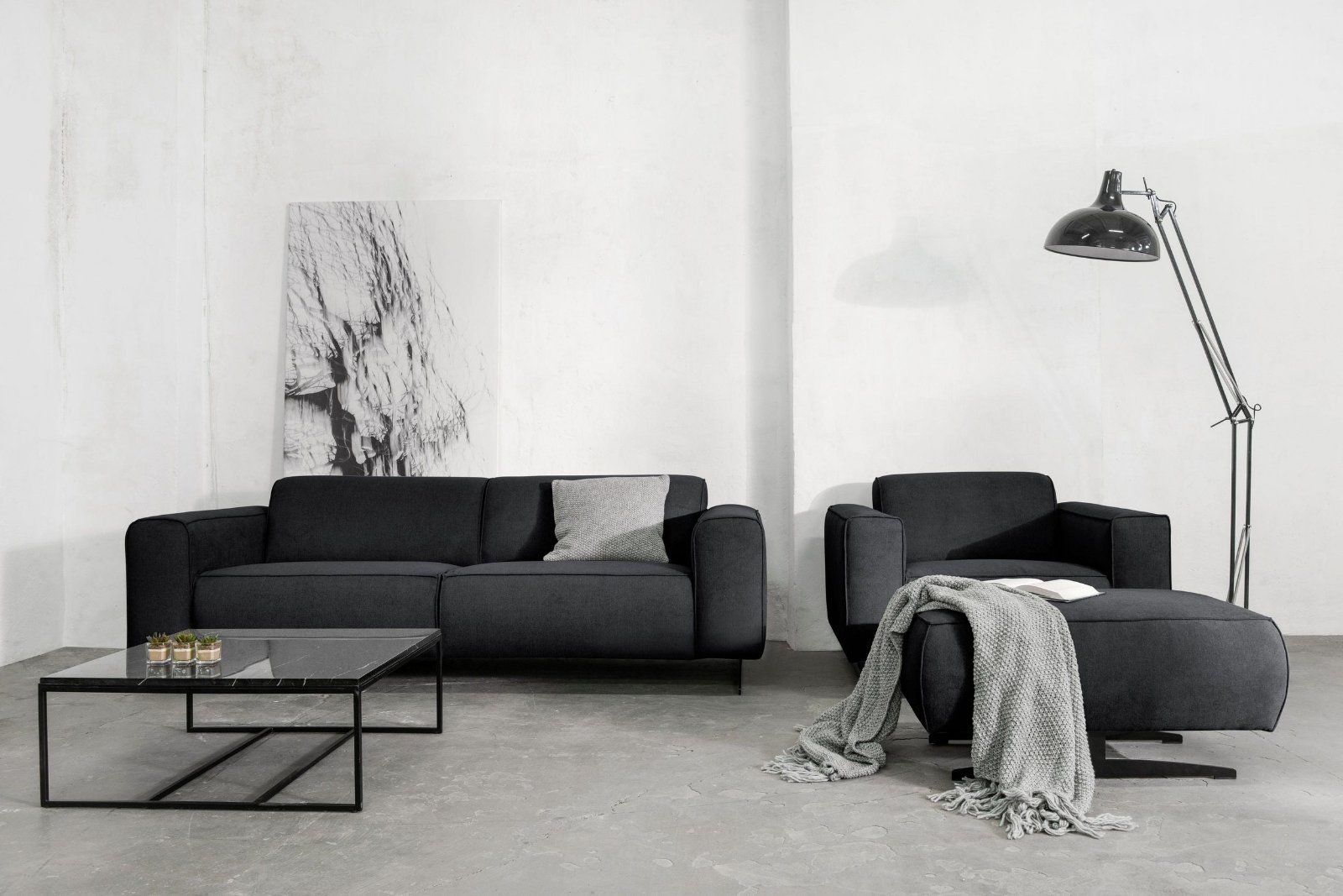 Places of Style 3-Sitzer Murcia, mit Federkern, in anthrazit