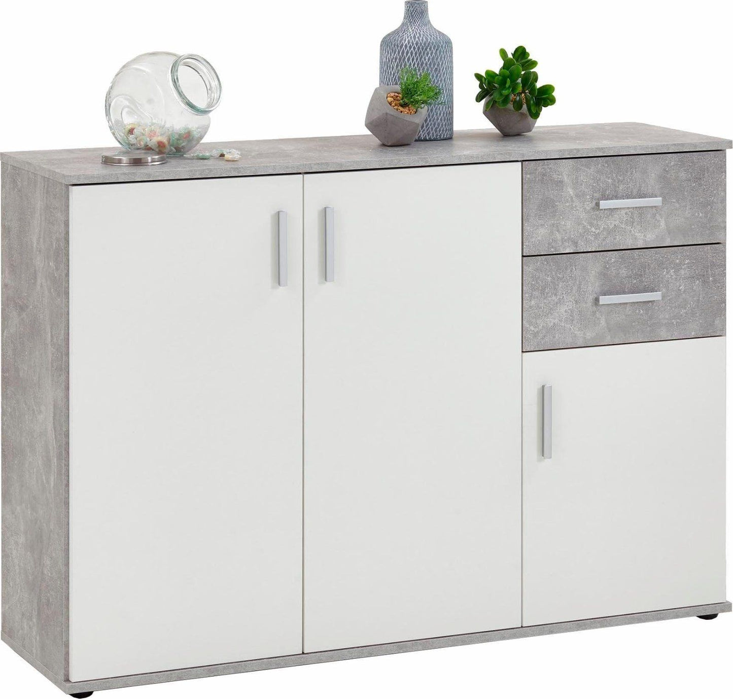 Kommode »Albi« mit Schubkästen in betonfb./weiß matt