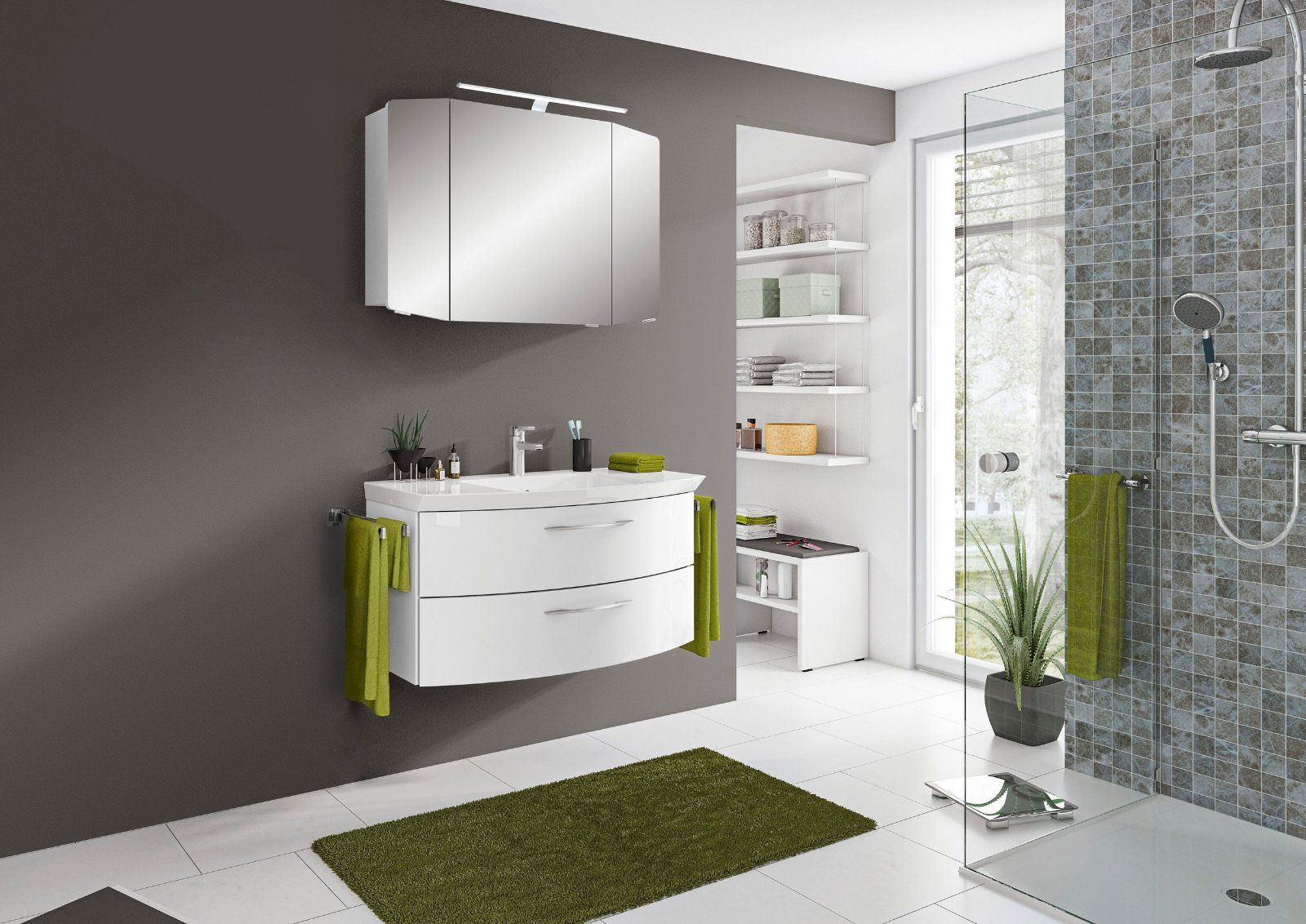PELIPAL Badmöbel-Set Cassca Sprint, (2-St) Weiß Hochglanz