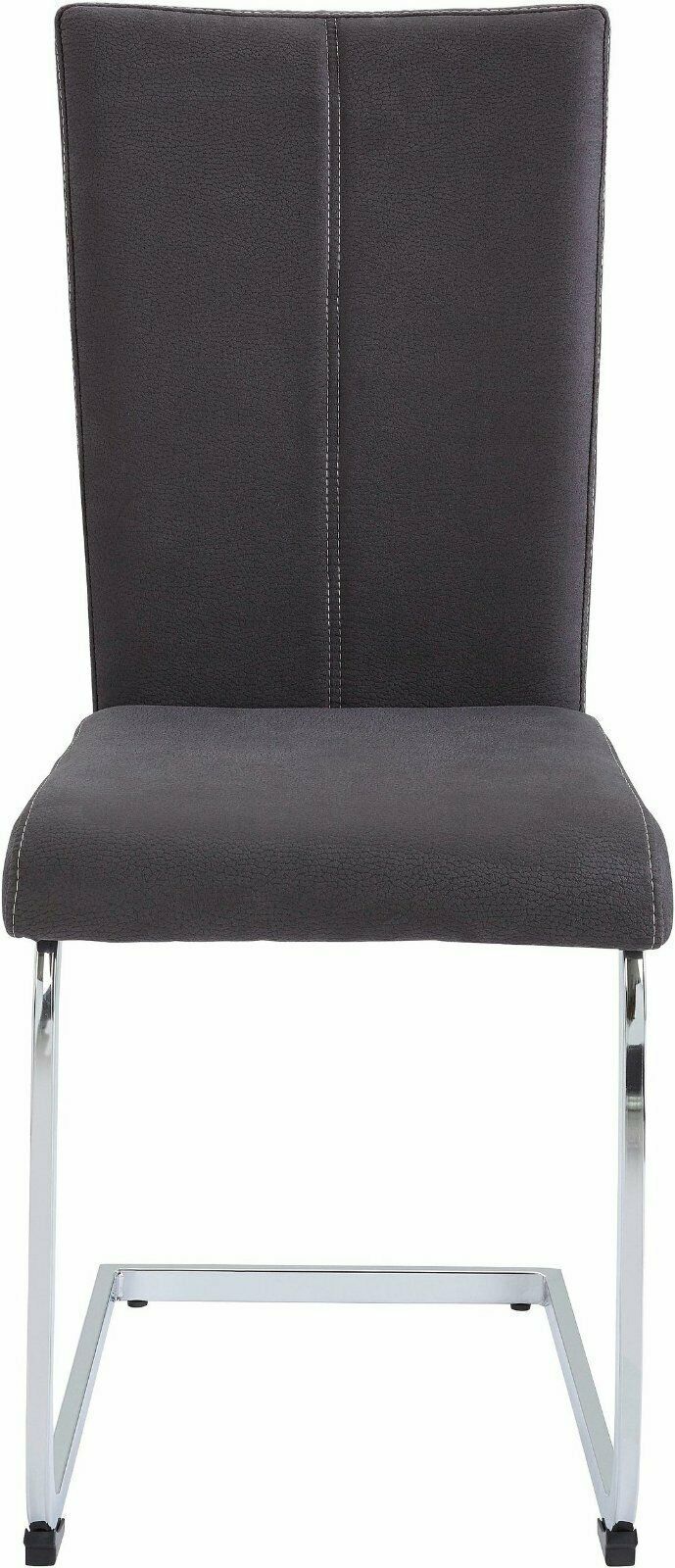 Freischwinger 2 Stück anthrazit/silberfarben Microfaser Edelstahl