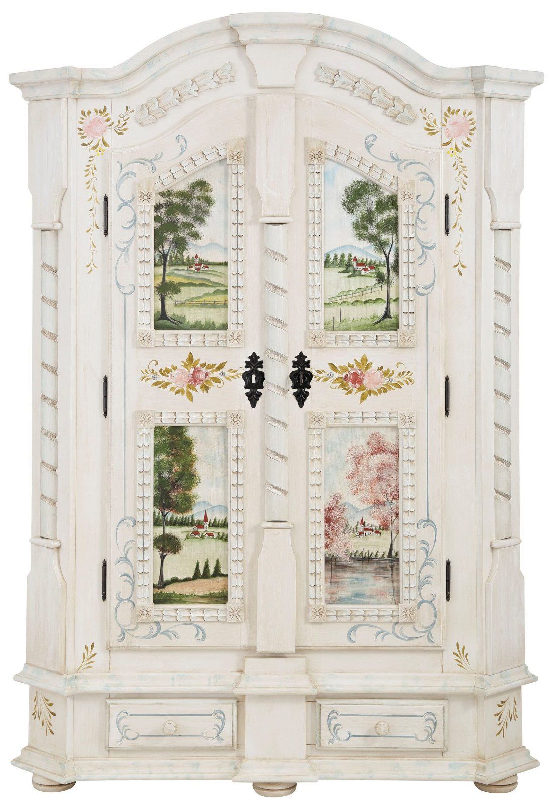 Home affaire Kleiderschrank »Sophia« Massivholz weiß/bemalt