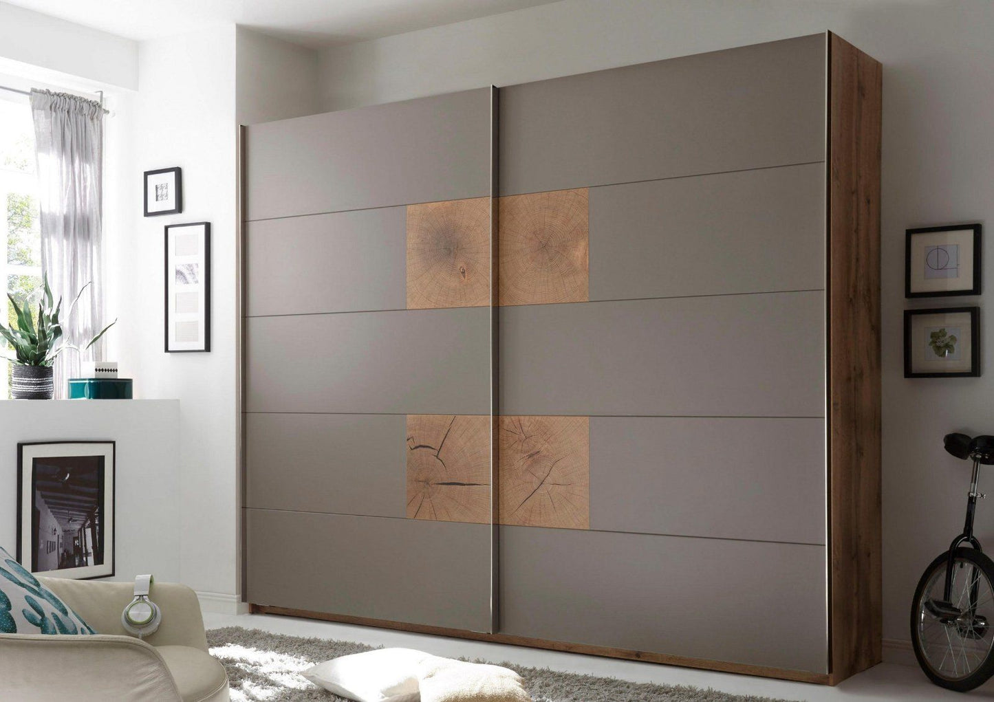 Schwebetürenschrank »Capri« 270cm in wildeichefarben/basaltgrau