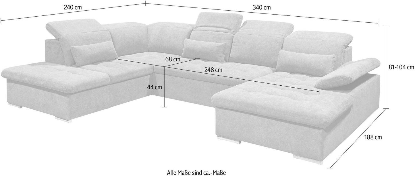 Wohnlandschaft »Wayne«, mit Bettfunktion und Bettkasten anthrazit