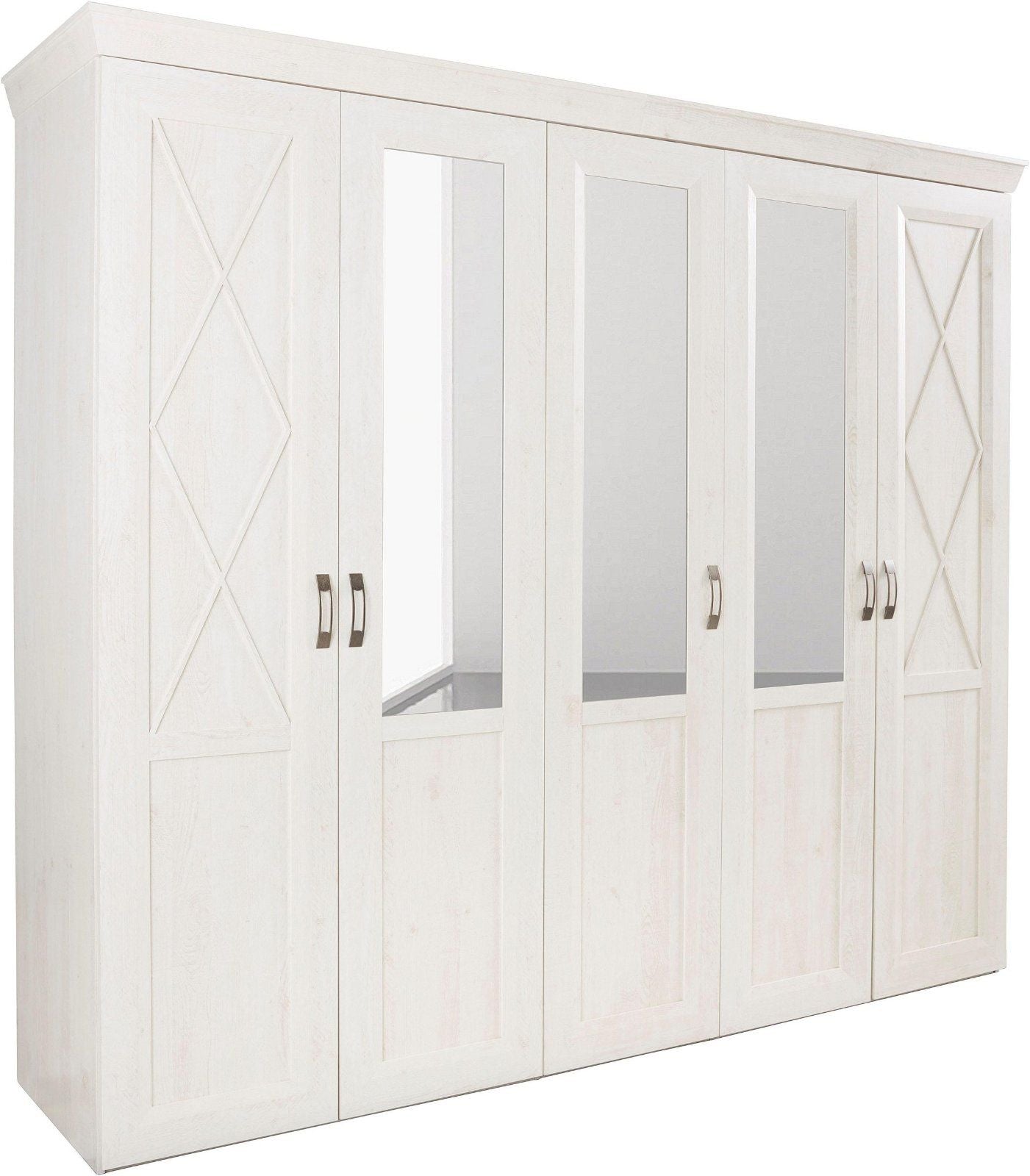 Drehtürenschrank »Kashmir« mit Spiegelauflagen in Pinie weiß