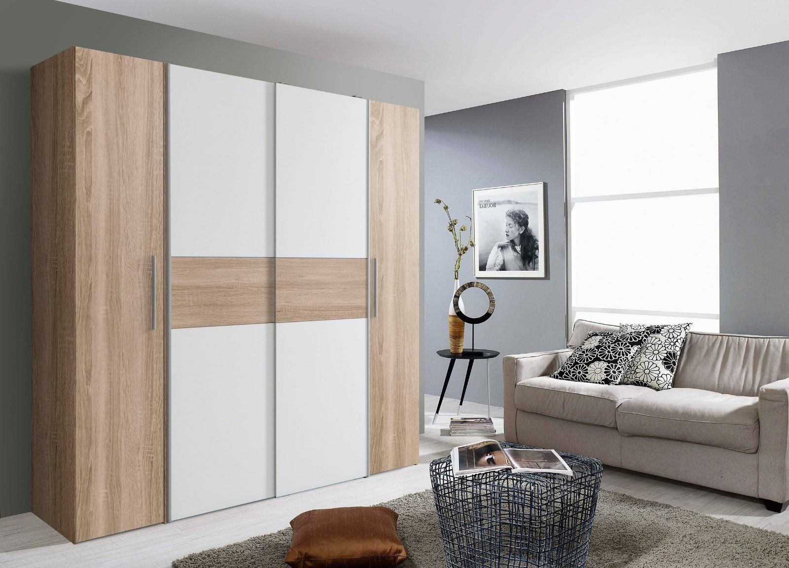 Kleiderschrank »Kalixtus« Sonoma Eiche / Weiß