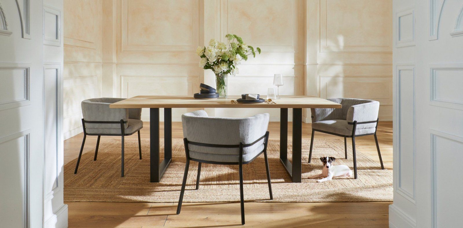 Guido Maria Kretschmer Esszimmerstuhl »Fjolla« 4er Set Cord-grau