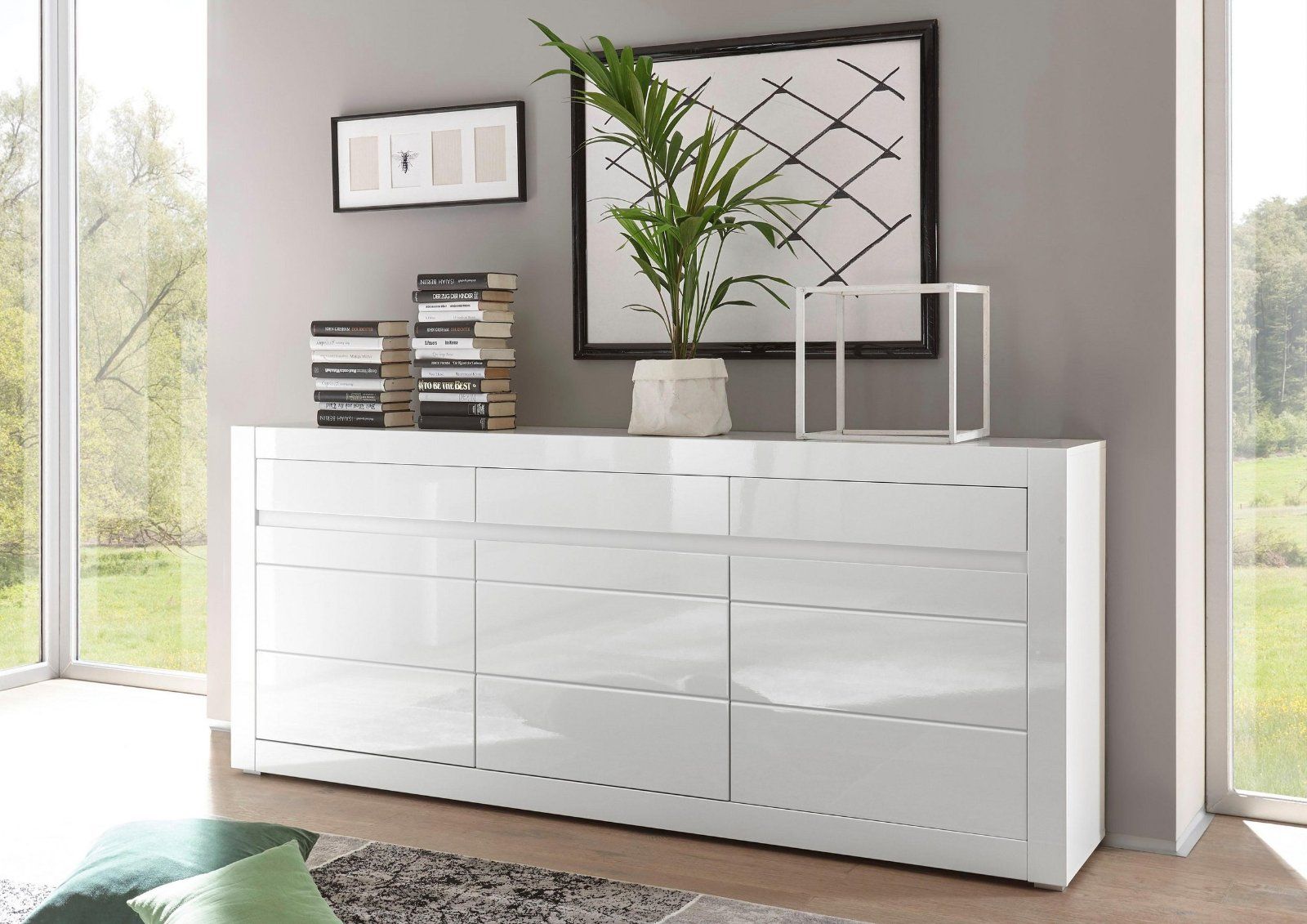 Sideboard »Carat« in Weiss/Weiss Hochglanz Breite 217cm