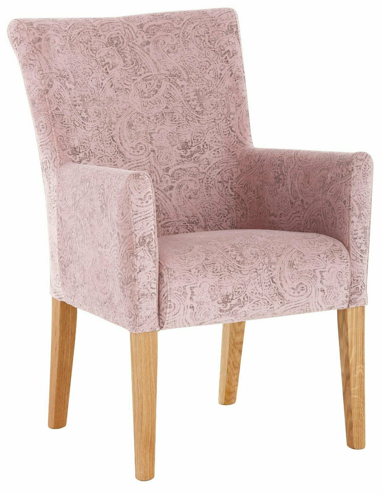 Armlehnstuhl »King« 6 Stück, Microfaser mit Druck rosa/eiche
