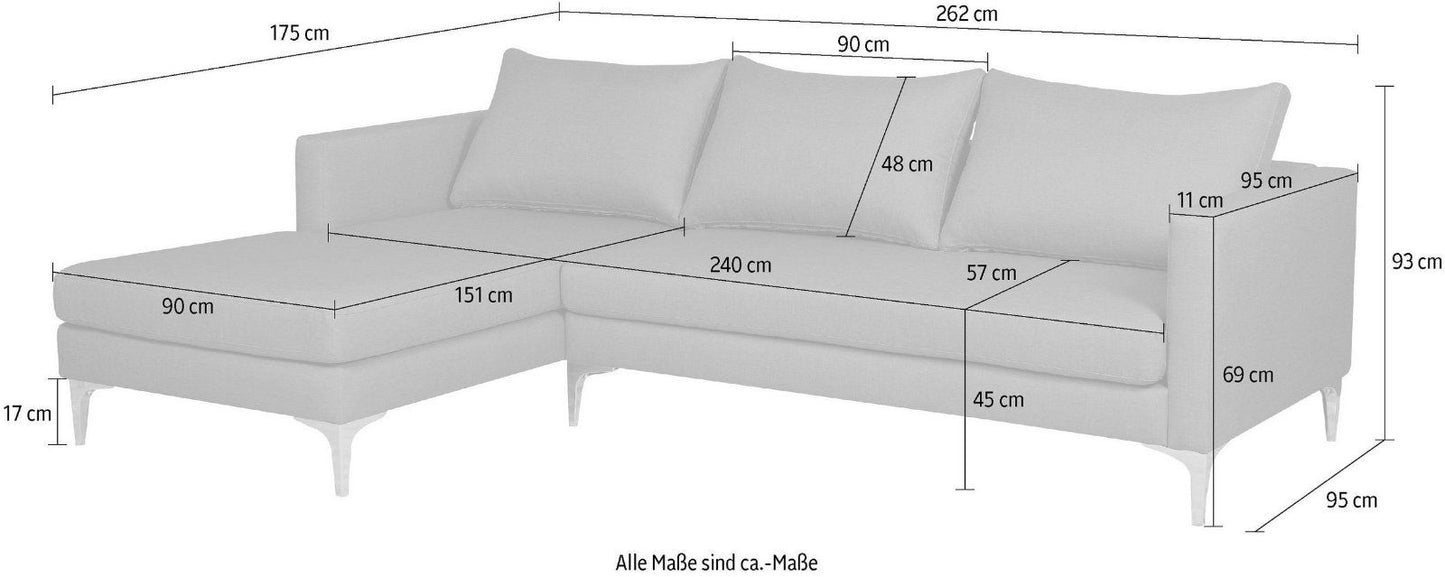 GEPADE Ecksofa »Laura« Leder Schwarz Recamiere links