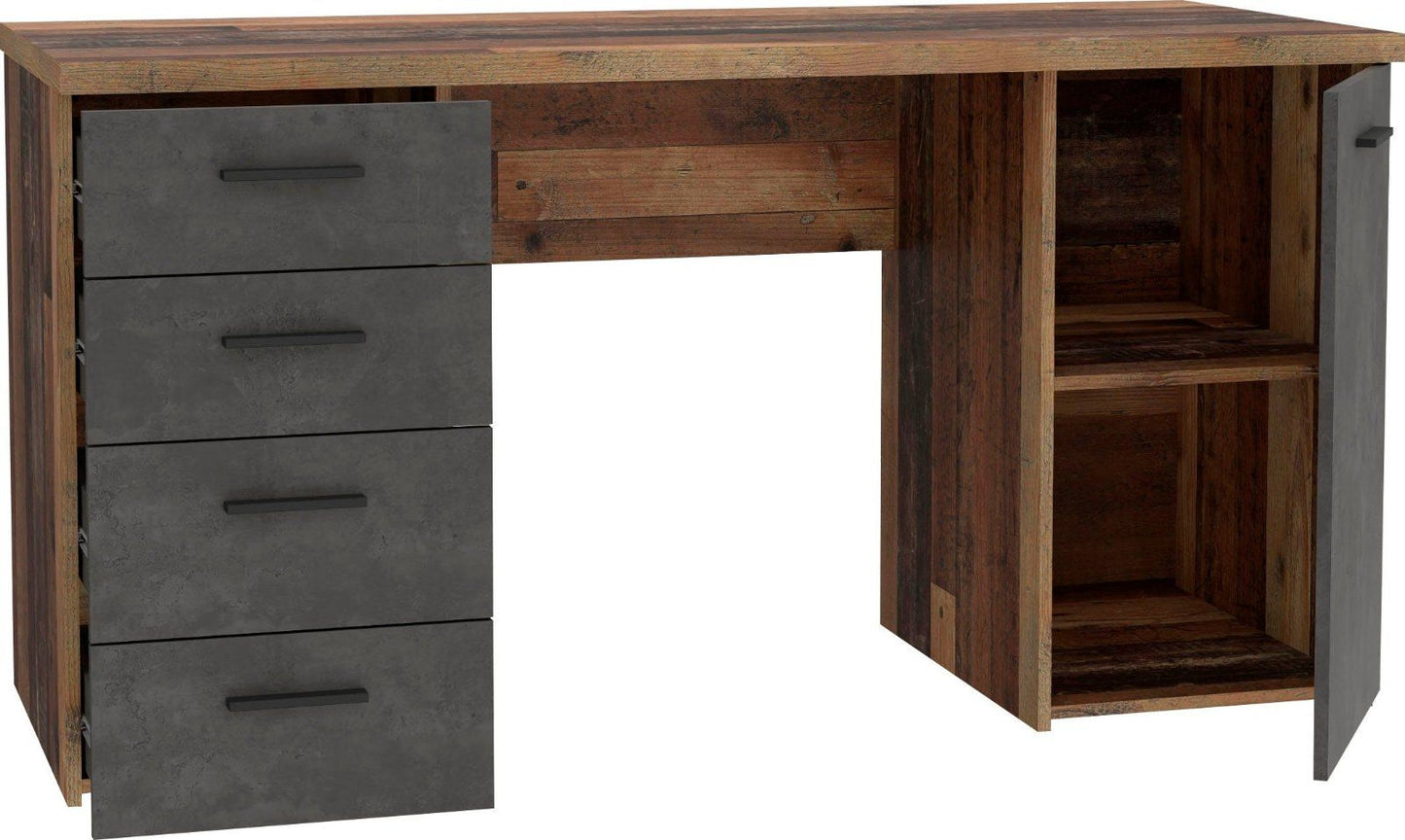 Schreibtisch »Netta« in Old Wood Vintage / Betonoptik Dunkelgrau