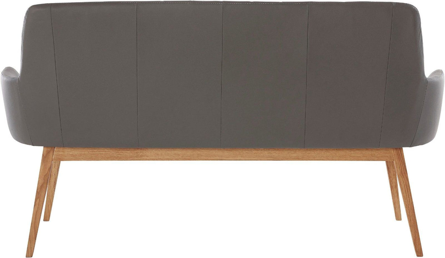 Home affaire Sitzbank Brest in grau, Leder, Massivholz, Bank Breite 90 cm