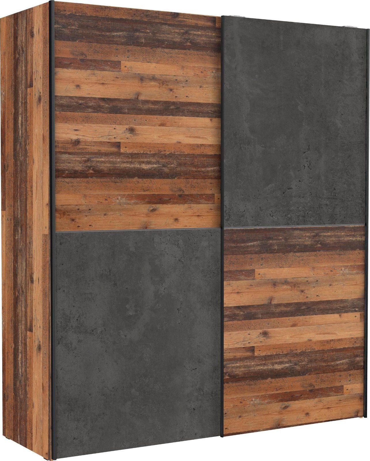 Schwebetürenschrank Dederik in Old Wood Vintage/Betonoptik