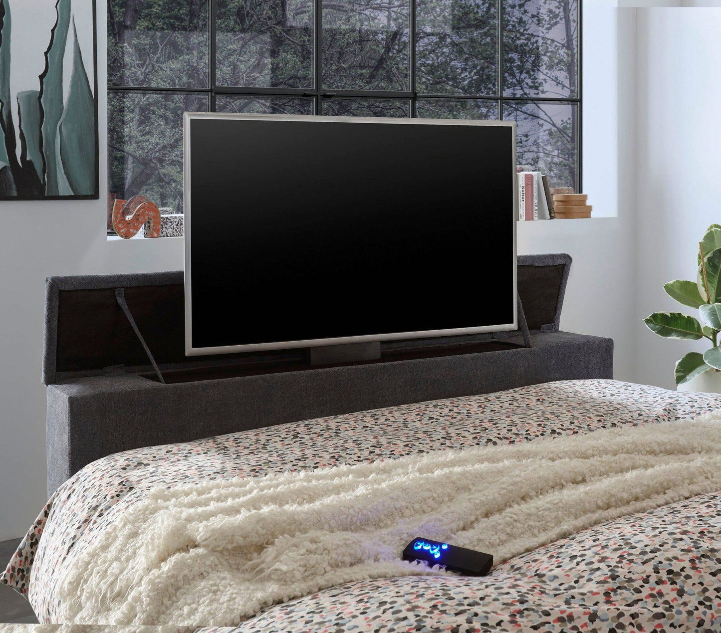 Boxspringbett »Denver«,inkl.Bettkasten, motorisierte TV-Halterung 120 cm x 200 cm