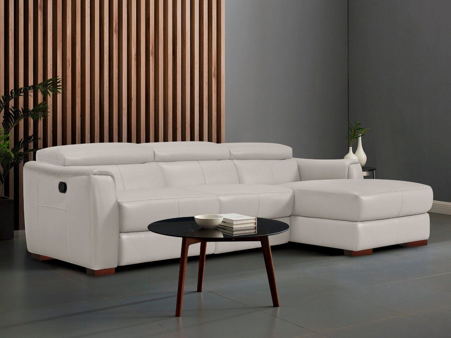 Places of Style Ecksofa Jameson mit Relaxfunktion Leder hellgrau