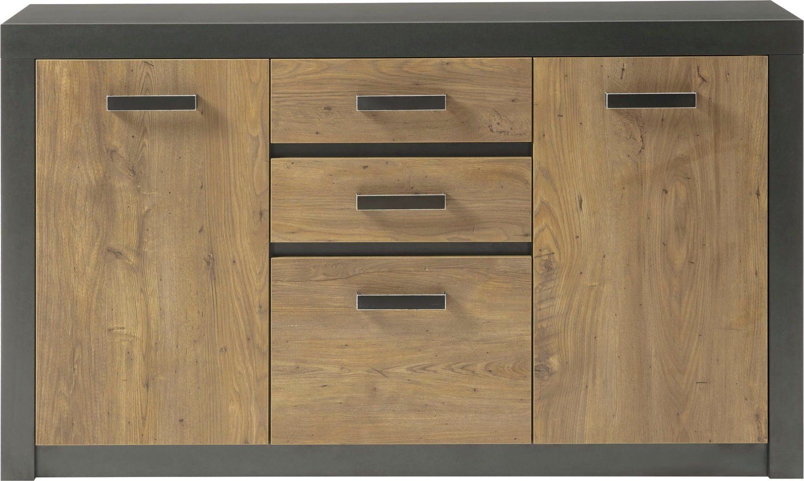 Sideboard »Bruegge« Kastanie Dekor / Schwarz, gewischt / Fresko