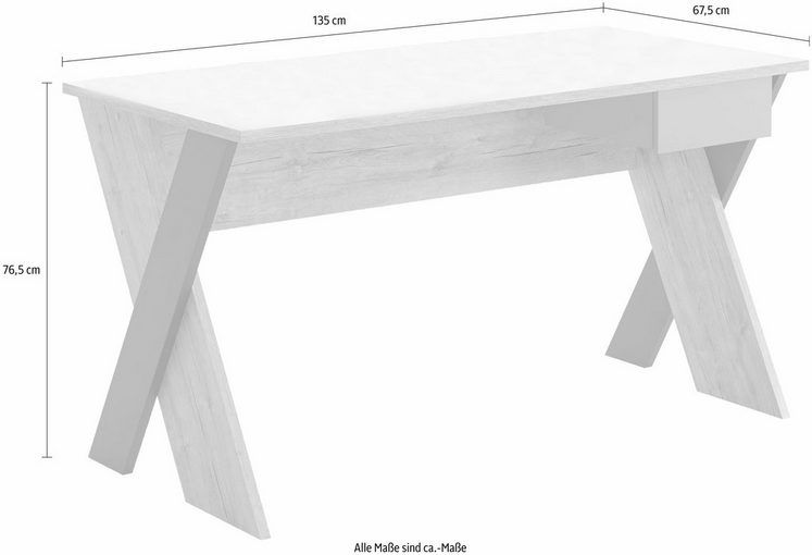 Schreibtisch »Nona 6« in Sandeichefarben, Abs. blau/lavafarben