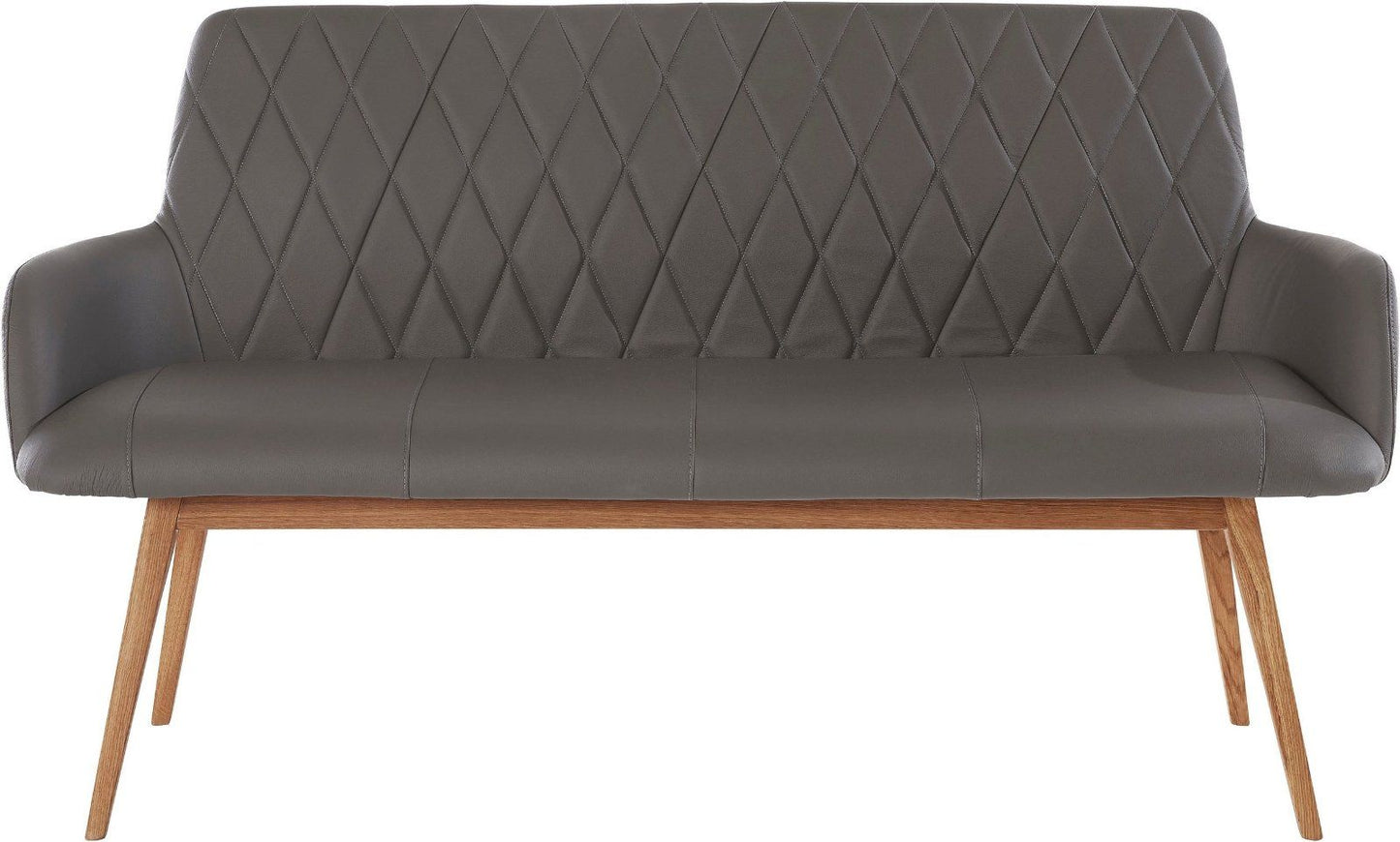 Home affaire Sitzbank Brest in grau, Leder, Massivholz, Bank Breite 90 cm