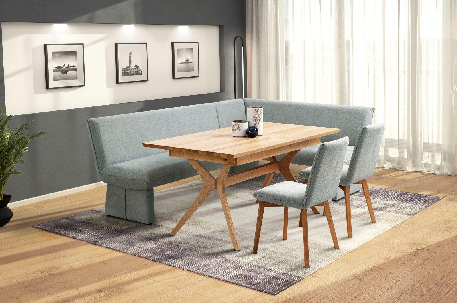 Eckbankgruppe »London«, (4-tlg) Strukturstoff grob petrolfarben