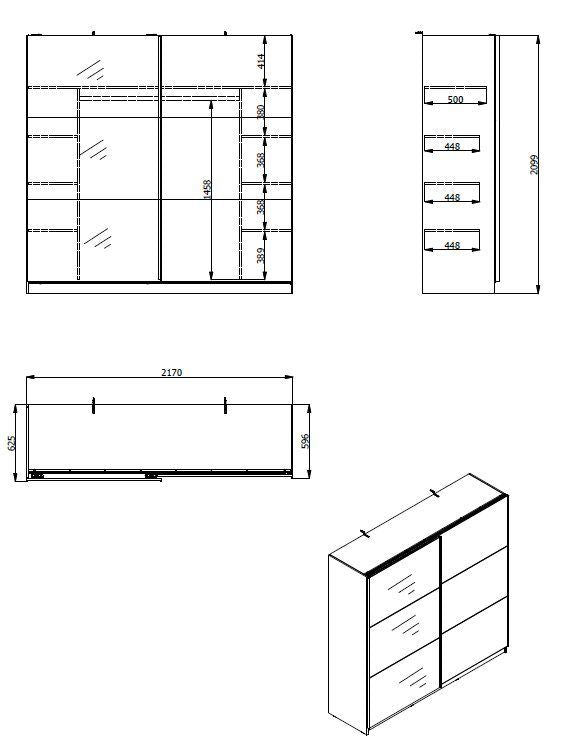 Schwebetürenschrank »Sierra« mit Spiegel in Graphite grau