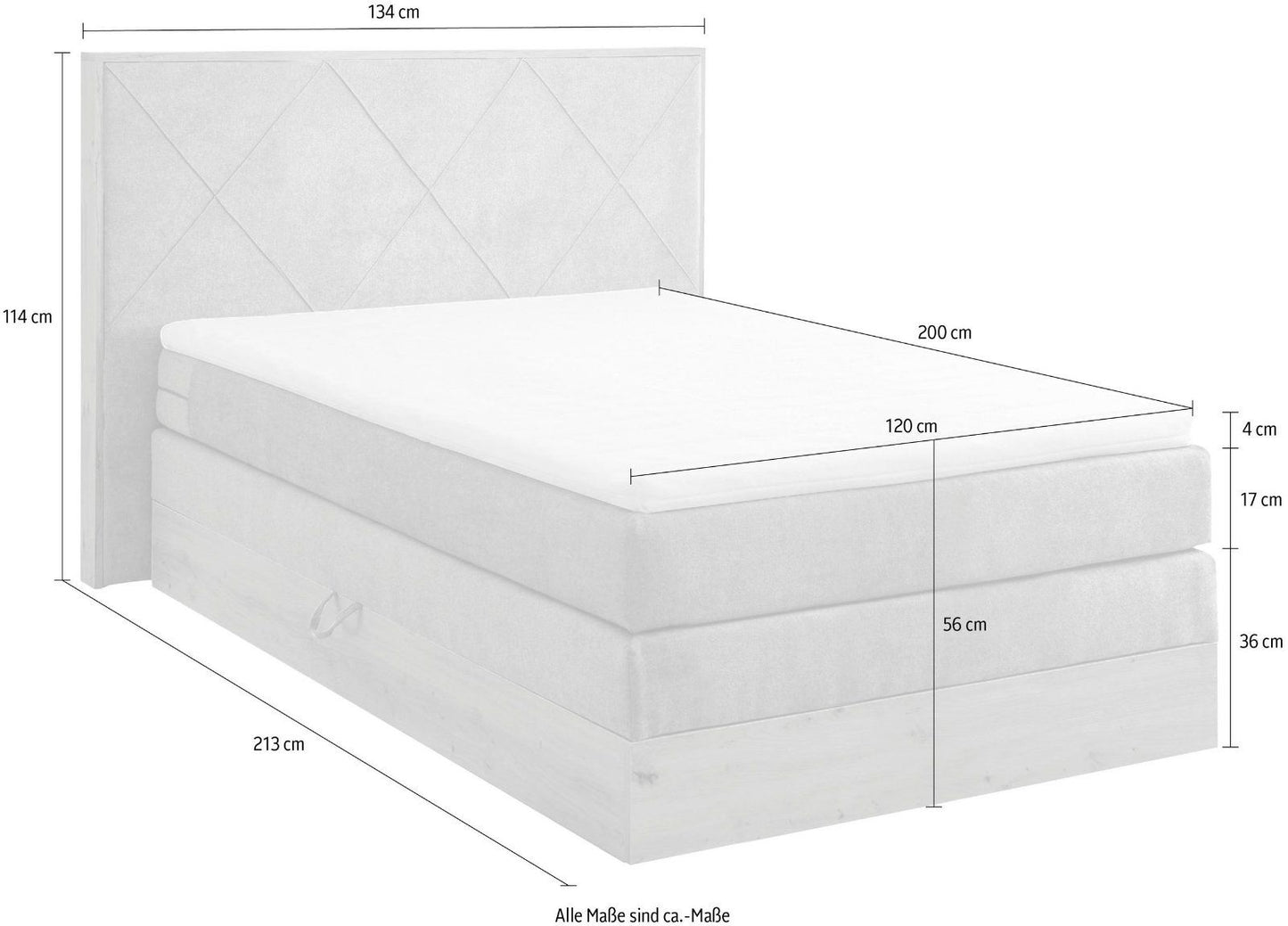 Boxspringbett Bellevue, inkl. Bettkasten und Topper 120x200cm