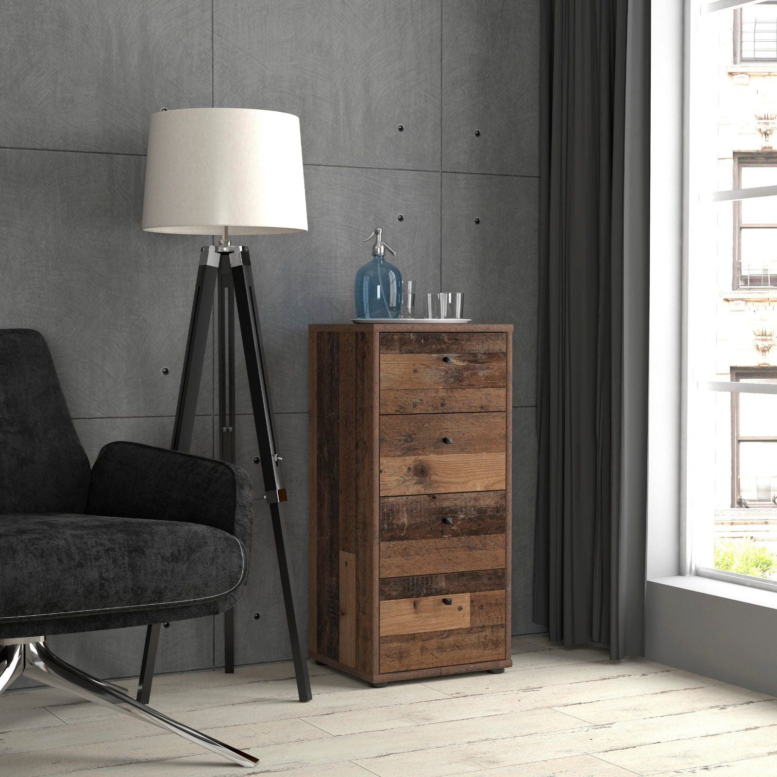 Kommode Tempra, Breite 38,6 cm in old wood vintage