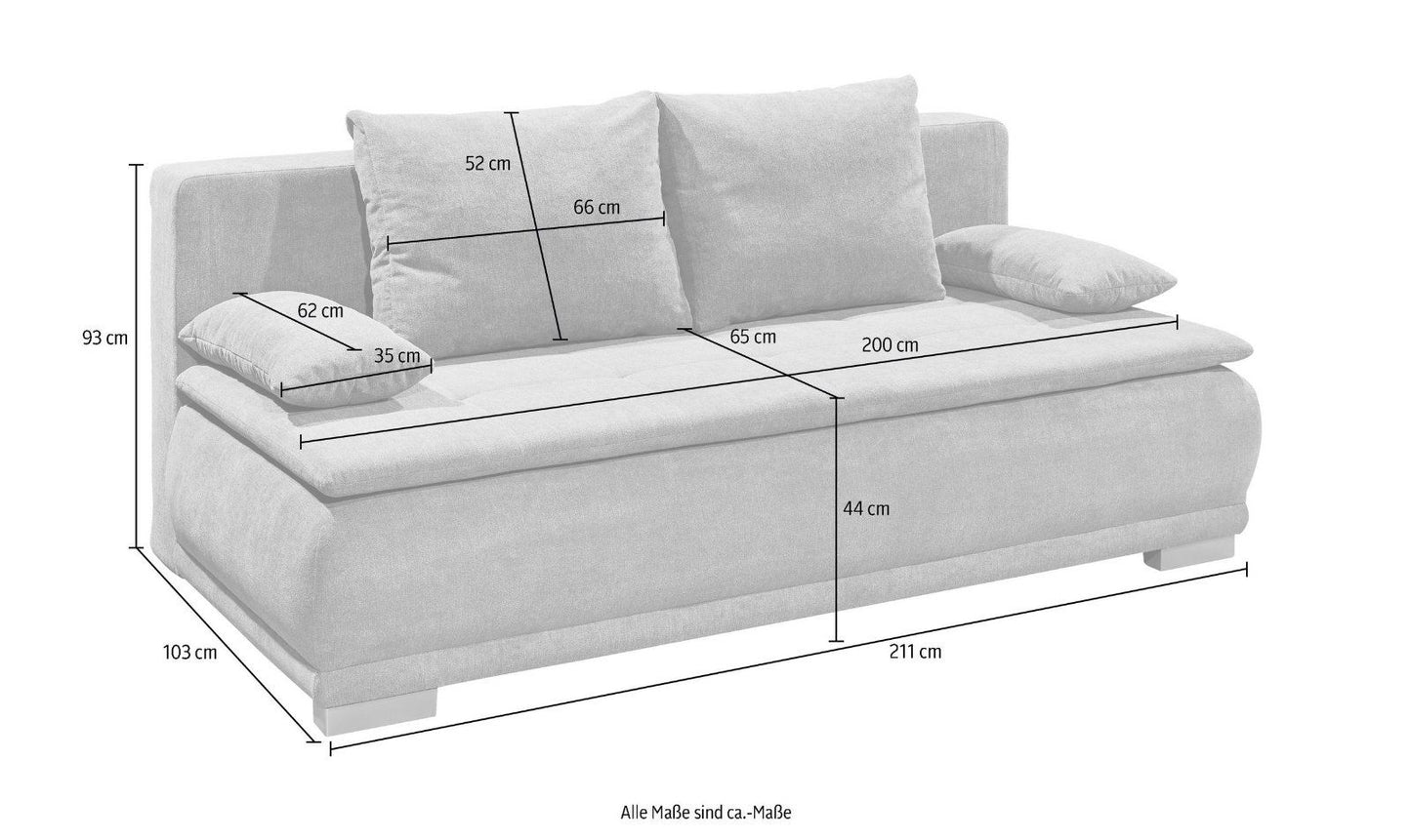Schlafsofa Luigi, mit Bettfunktion, Bettkasten, dark grey