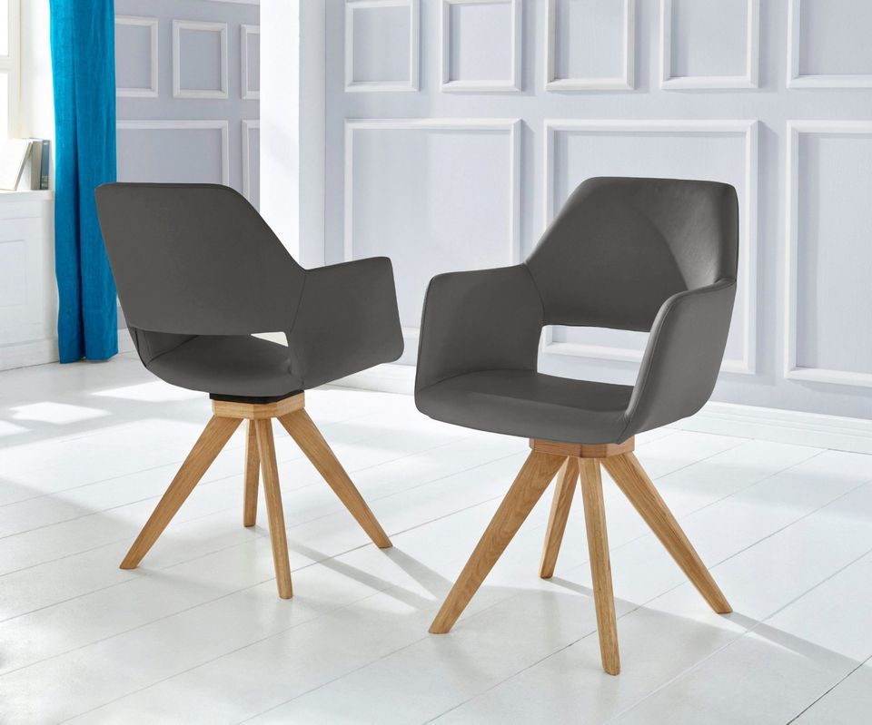 Home affaire Drehstuhl »Berlin« 2 Stück in Leder anthrazit