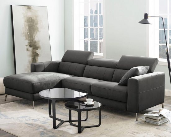 Places of Style Ecksofa »California« Luxus-Microfaser dunkelgrau