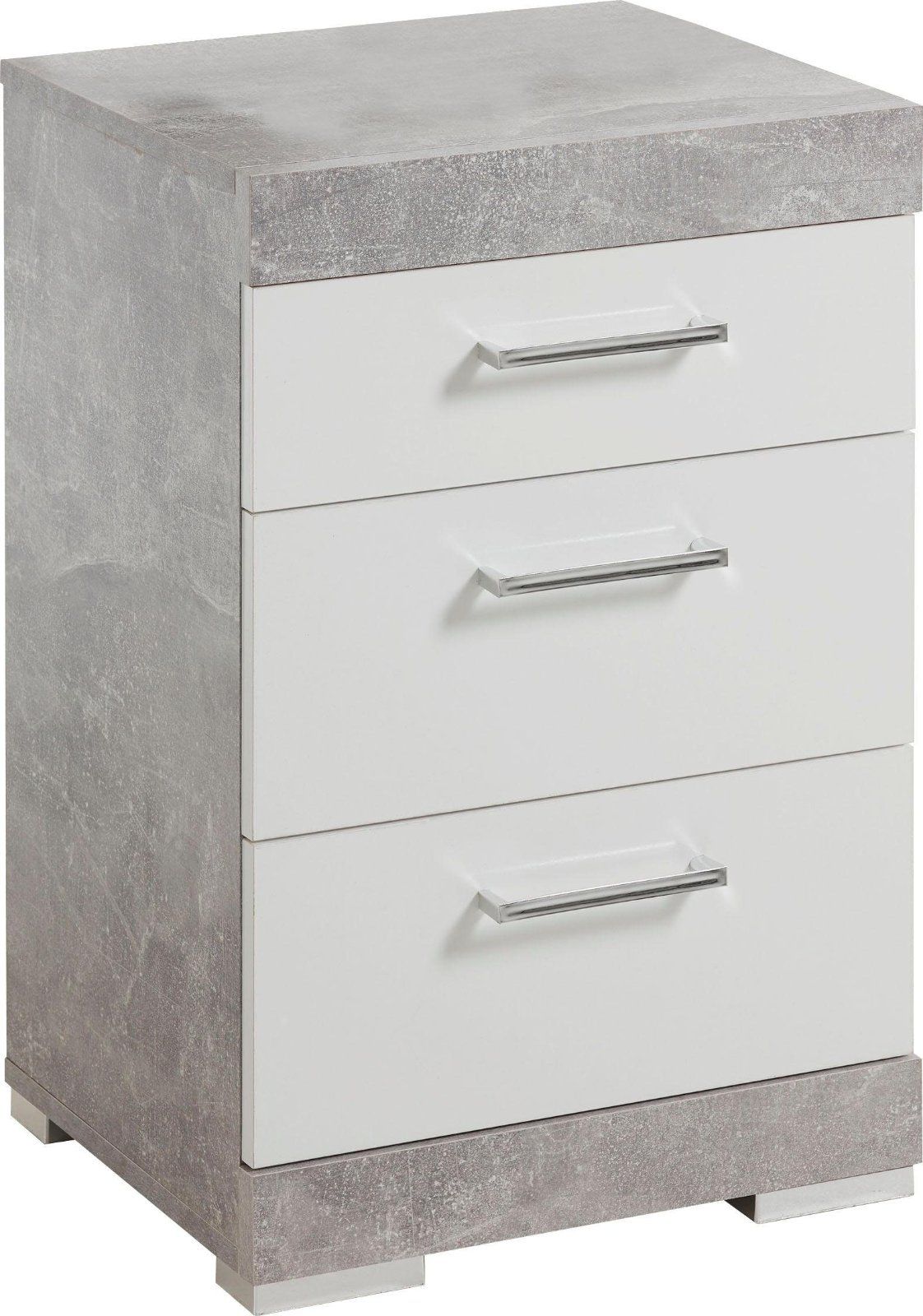 Nachtkommode »Bristol« betonfarben/weiß Edelglanz