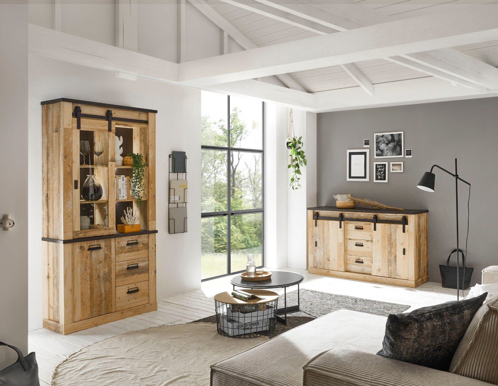 Home affaire Wohnwand »SHERWOOD« in Old Style hell Dekor