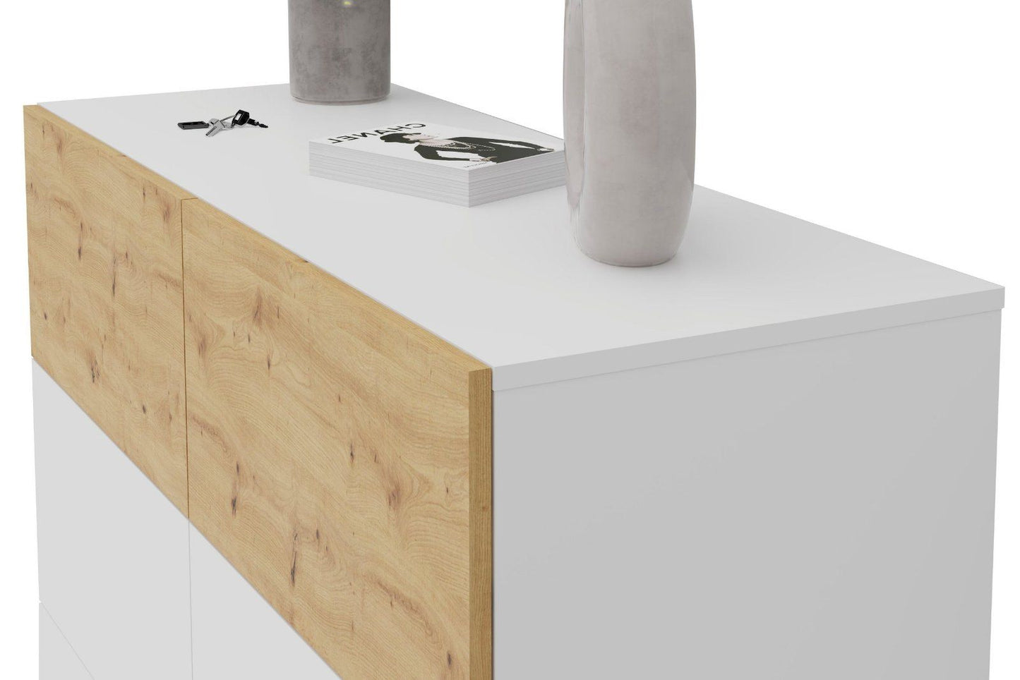 Kommode Belm, Breite 109 cm, brilliantweiß / eiche